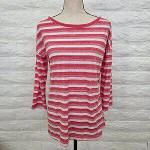 Talbots Tops Medium Orange White Stripe 3/4 Sleeve Shirt Womens Tie in the Back
